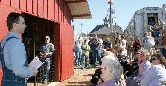 James Powell at dedicaton ceremony of Rockdale, TX blacksmith shop